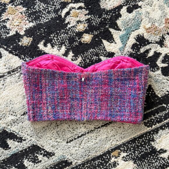 Revolve Assignment Marseille Tweed Bustier Top Pink - Picture 6 of 6